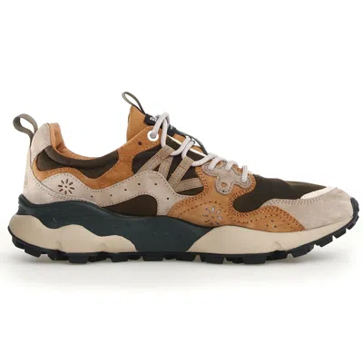 FLOWER MOUNTAIN BARBOUR X FLOWER MOUNTAIN TRAINERS - YAMANO 3 TRAINERS - BROWN/BEIGE, NAVY/OLIVE