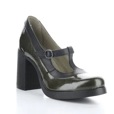 FLY LONDON WOMEN'S SEIF T-STRAP PUMP IN MILITARY BLACK
