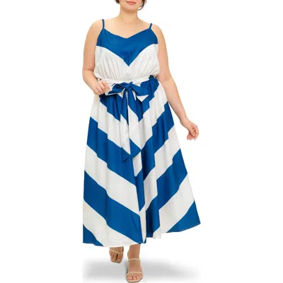 FLYING TOMATO FLYING TOMATO BELTED CHEVRON MAXI SUNDRESS