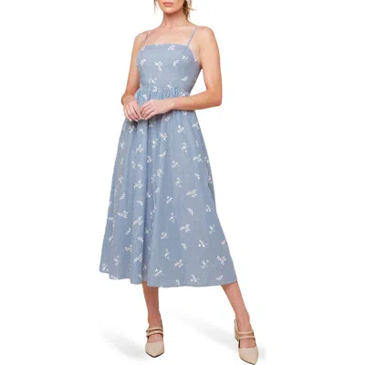 FLYING TOMATO FLYING TOMATO EMBROIDERED STRIPE MIDI DRESS