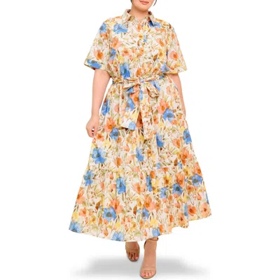 FLYING TOMATO FLYING TOMATO FLORAL MAXI SHIRTDRESS