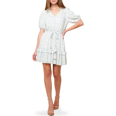 FLYING TOMATO FLYING TOMATO FLORAL PUFF SLEEVE FIT & FLARE MINIDRESS