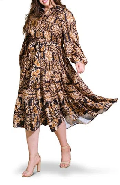 FLYING TOMATO FLYING TOMATO GEOMETRIC FLORAL SHIRTDRESS