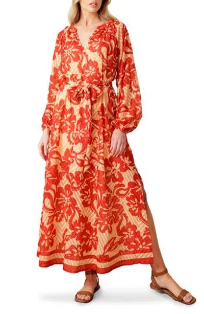 FLYING TOMATO FLYING TOMATO LONG SLEEVE TEXTURED MIDI DRESS