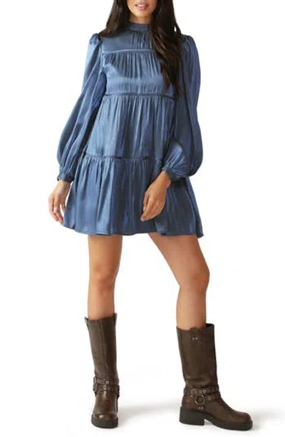 FLYING TOMATO FLYING TOMATO LONG SLEEVE TIERED SATIN MINIDRESS