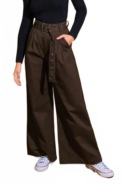 FLYING TOMATO PACK YOUR BAGS PANT IN DARK BROWN