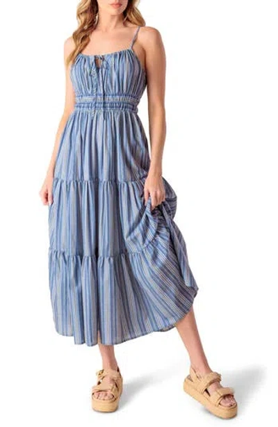 FLYING TOMATO FLYING TOMATO STRIPE TIERED COTTON MAXI DRESS