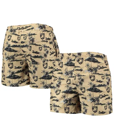 FOCO MEN'S FOCO GOLD ARMY BLACK KNIGHTS ISLAND PALM SWIM TRUNKS