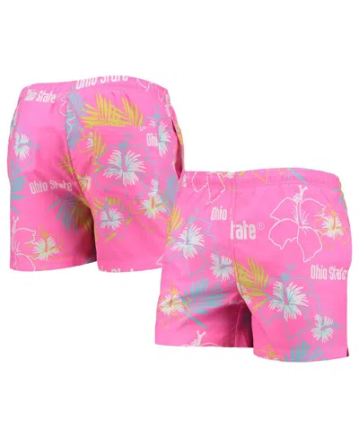 FOCO MEN'S FOCO PINK OHIO STATE BUCKEYES NEON FLORAL SWIM TRUNKS