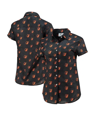 FOCO WOMEN'S ORANGE BALTIMORE ORIOLES FLORAL BUTTON UP SHIRT