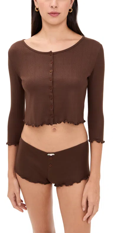 FOR LOVE & LEMONS ELLIANA CARDIGAN CHOCOLATE