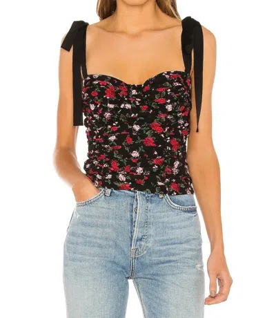 FOR LOVE & LEMONS TAINTED FLORAL CORSET TOP IN ROSE