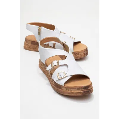 FOREVER & ALWAYS SHOES FOREVER & ALWAYS SHOES LEVINE LEATHER BUCKLED SIDE-ZIP SANDAL