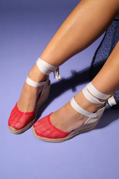 FOREVER & ALWAYS SHOES FOREVER & ALWAYS SHOES LIONS MESH LEATHER WEDGE ESPADRILLES SANDAL