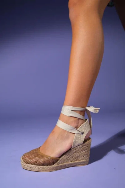 FOREVER & ALWAYS SHOES FOREVER & ALWAYS SHOES LIONS MESH LEATHER WEDGE ESPADRILLES SANDAL