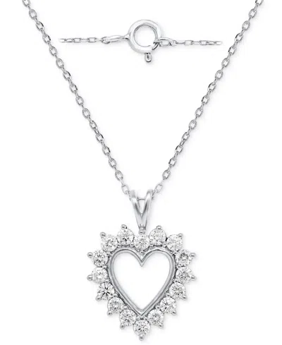 FOREVER GROWN DIAMONDS LAB-GROWN DIAMOND HEART 18" PENDANT NECKLACE (1 CT. T.W.) IN STERLING SILVER OR 14K GOLD-PLATED STER