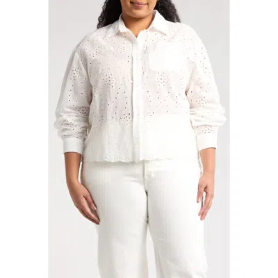 FORGOTTEN GRACE FORGOTTEN GRACE EMBROIDERED EYELET LONG SLEEVE BUTTON-UP SHIRT