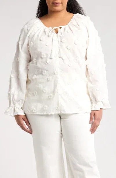 FORGOTTEN GRACE FORGOTTEN GRACE FLORAL EMBROIDERED LONG SLEEVE BUTTON-UP TOP