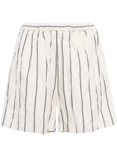 FORME D'EXPRESSION CRINKLED STRIPED SHORTS