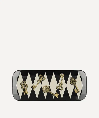 FORNASETTI FORNASETTI CHIAVI GOLD AND ROMBI TRAY