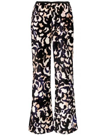 FORTE FORTE ABSTRACT-PRINT CRUSHED-VELVET TROUSERS