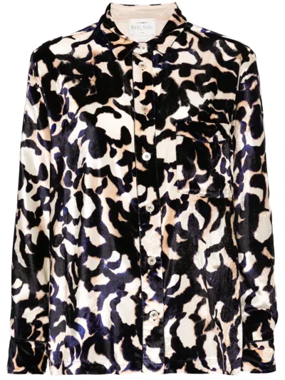FORTE FORTE ANIMAL-PRINT VELVET SHIRT