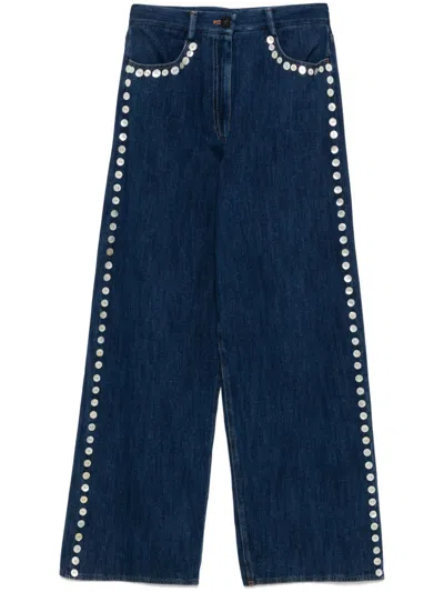 FORTE FORTE BUTTON-DETAIL STRAIGHT-LEG JEANS