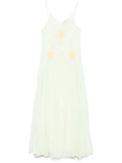 FORTE FORTE GEOMETRIC-EMBROIDERY MAXI DRESS