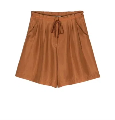 FORTE FORTE HABOTAI SILK DRAWSTRING SHORTS IN AMBER
