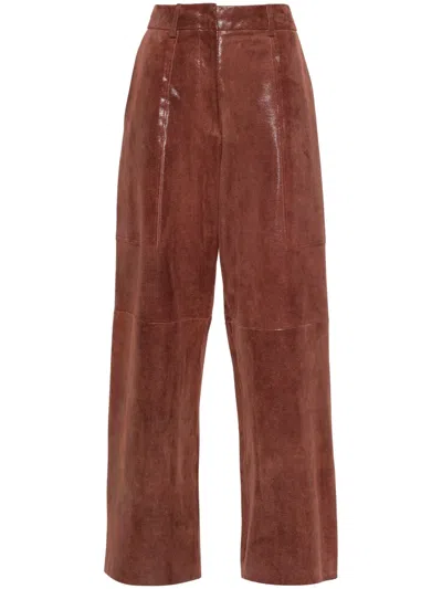 FORTE FORTE SUEDE STRAIGHT TROUSERS