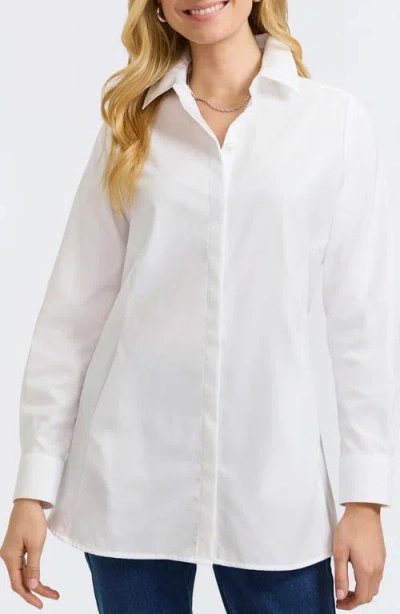 FOXCROFT FOXCROFT CICI COTTON BUTTON-UP TUNIC SHIRT