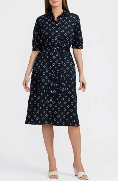 FOXCROFT FOXCROFT ESTHER CIRCLE PRINT COTTON SHIRTDRESS