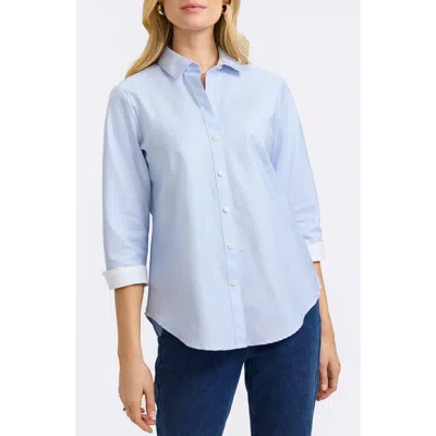 FOXCROFT FOXCROFT MARGIE THREE-QUARTER SLEEVE COTTON BUTTON-UP SHIRT