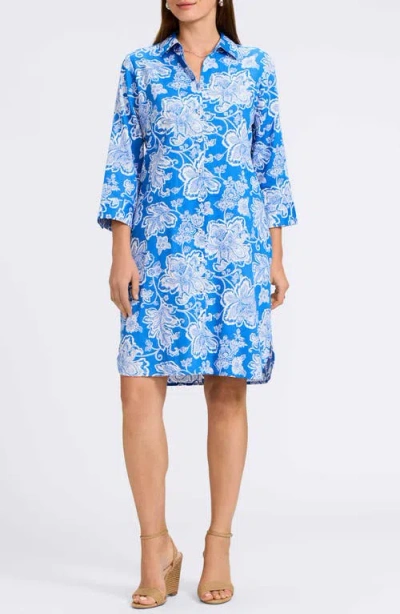 FOXCROFT FOXCROFT ROCCA FLORAL PRINT BELTED SHIRTDRESS