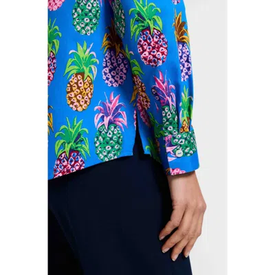 FOXCROFT FOXCROFT ZOEY PINEAPPLE PRINT COTTON BUTTON-UP SHIRT