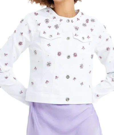 FRACOMINA SLIM FIT BULL DENIM JACKET IN WHITE