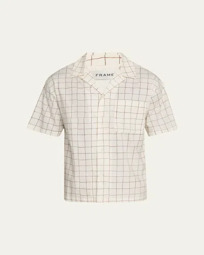 FRAME MEN'S GRID-PRINT CAMP SHIRT