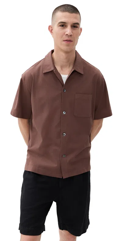 FRAME SHORT SLEEVE LIGHT PIQUE BUTTON DOWN POLO MAUVE