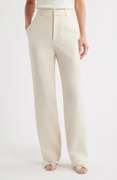 FRAME FRAME THE LINEN BLEND STRAIGHT LEG PANTS