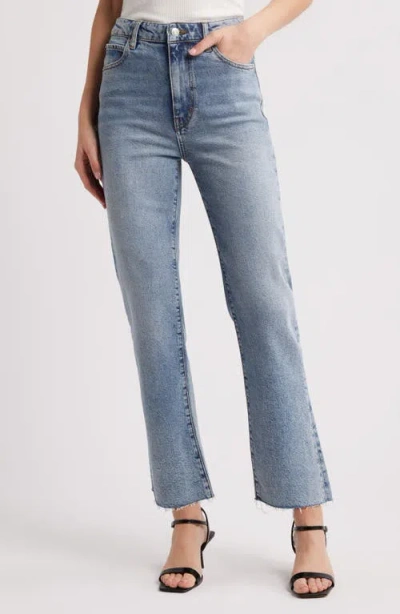 FRAME FRAME THE RULER RAW HEM HIGH WAIST ANKLE STRAIGHT LEG JEANS