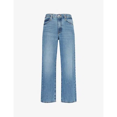 FRAME WOMENS SEATTLE THE HANG FIVE-POCKETS STRAIGHT-LEG MID-RISE REGENERATIVE-DENIM JEANS