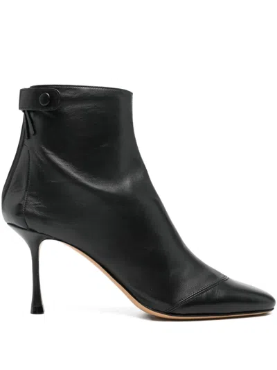 FRANCESCO RUSSO 75MM LEATHER ZIPPED-BACK ANKLE BOOTS