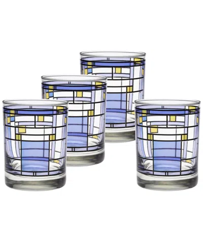 FRANK LLOYD WRIGHT OAK PARK DOUBLE OLD FASHIONED GLASSES, SET OF 4