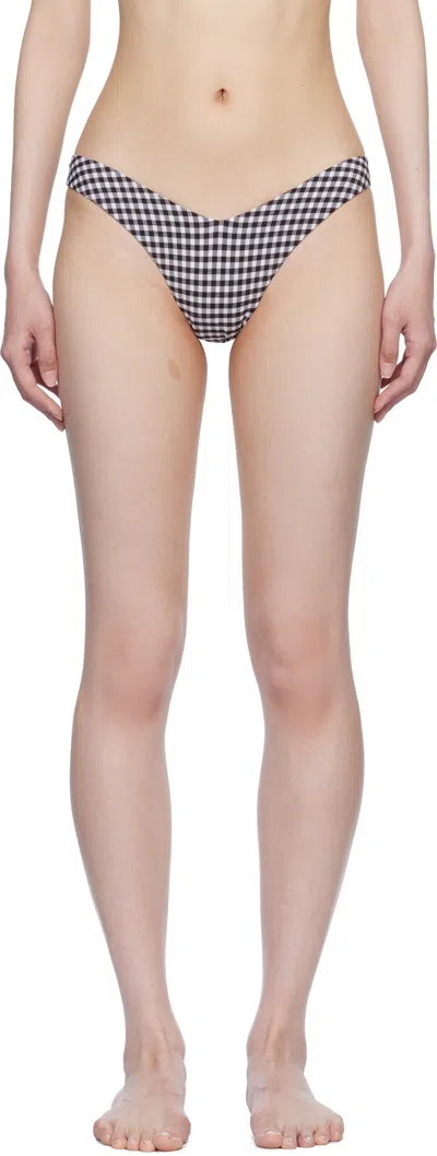 FRANKIES BIKINIS BLACK & WHITE ENZO GINGHAM CHEEKY BIKINI BOTTOM