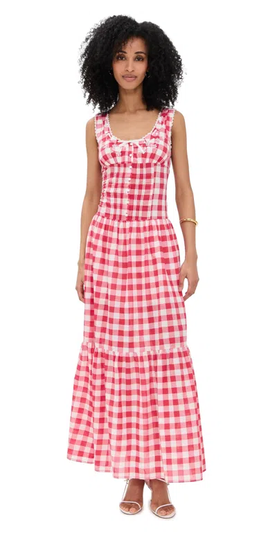 FRANKIES BIKINIS X BELLA HADID SOUTHERN BELLE GAUZE MIDI DRESS MALIBU PICNIC