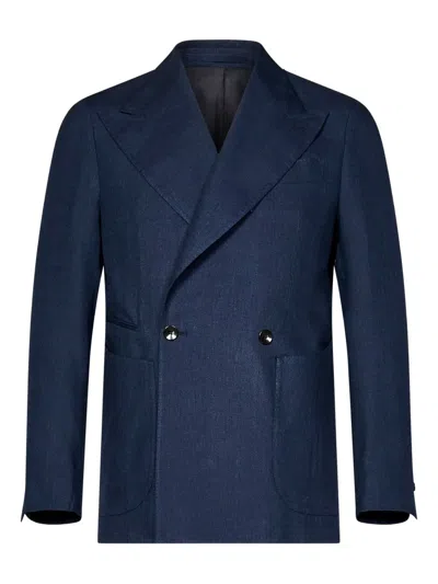 FRANZESE COLLECTION DOUBLE-BREASTED PEAK-LAPEL BLAZER