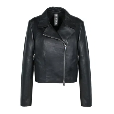 FREAKY NATION WOMEN'S BLACK BONDED LEATHER BIKER JACKET