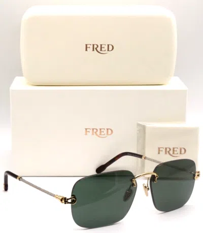 FRED FRED FG 40057U 30N RIMLESS GOLD-SILVER/GREEN LENS AUTHENTIC SUNGLASSES 60-15