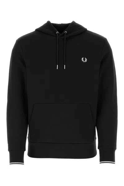 FRED PERRY FRED PERRY BLACK COTTON SWEATSHIRT