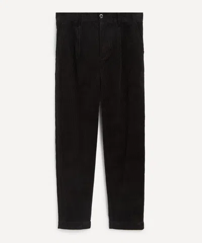 FRED PERRY FRED PERRY MENS BLACK CORDUROY TAPERED TROUSERS